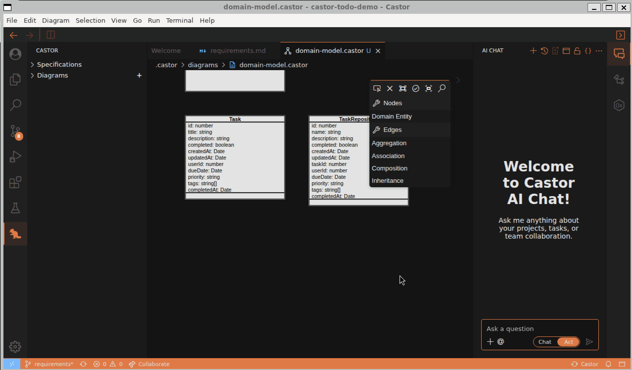 Adding an API key in the AI Settings panel